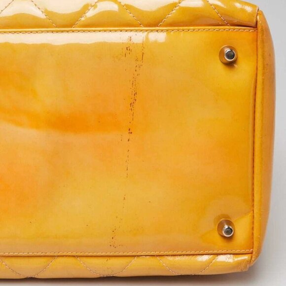 Chanel Yellow Quilted Patent Leather Large Frame Top Tote Bag - Picture 9 of 12